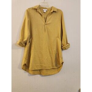 Cynthia Rowely Small Lined Blend Yellow 1/4 Button-Down Langenlook Tunic‎